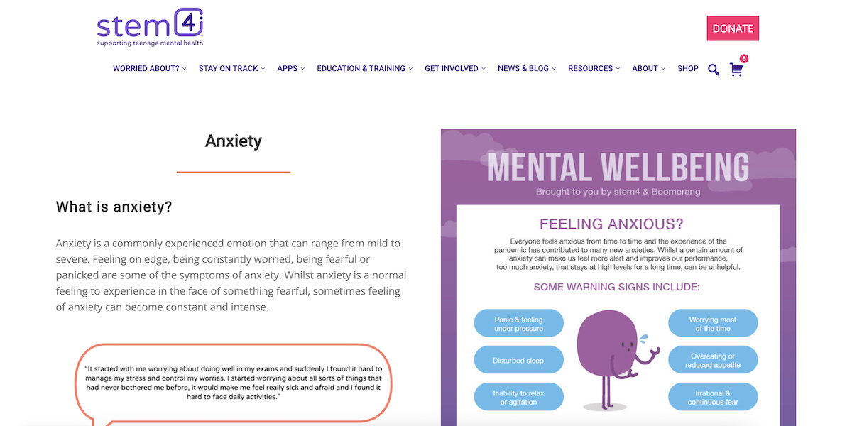 Supporting teenage mental health - stem4