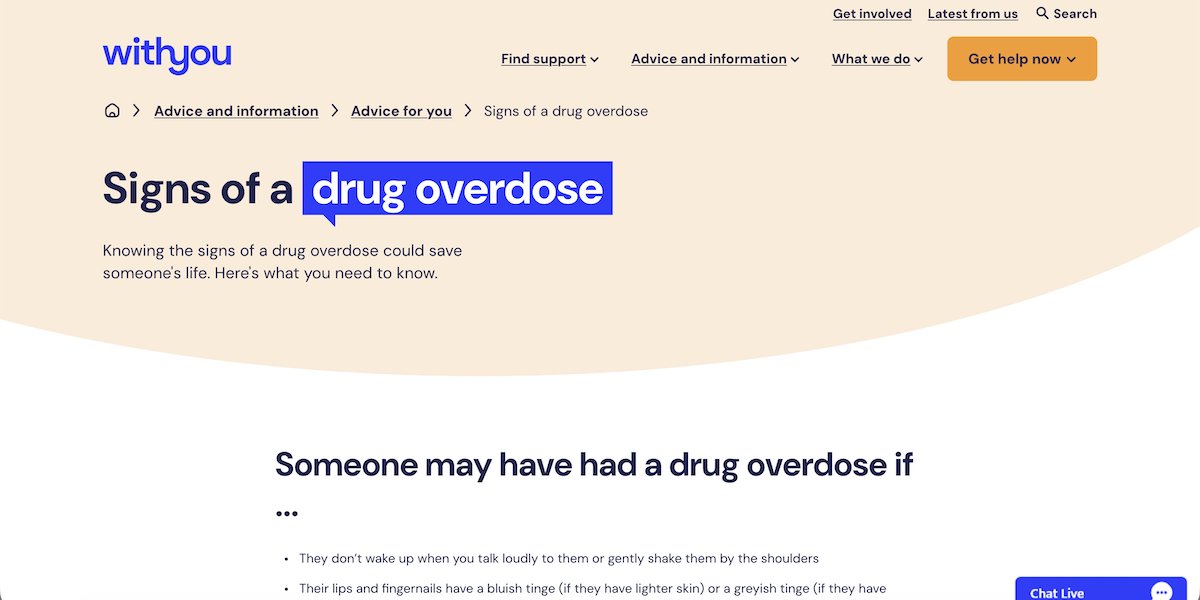Signs of a drug overdose